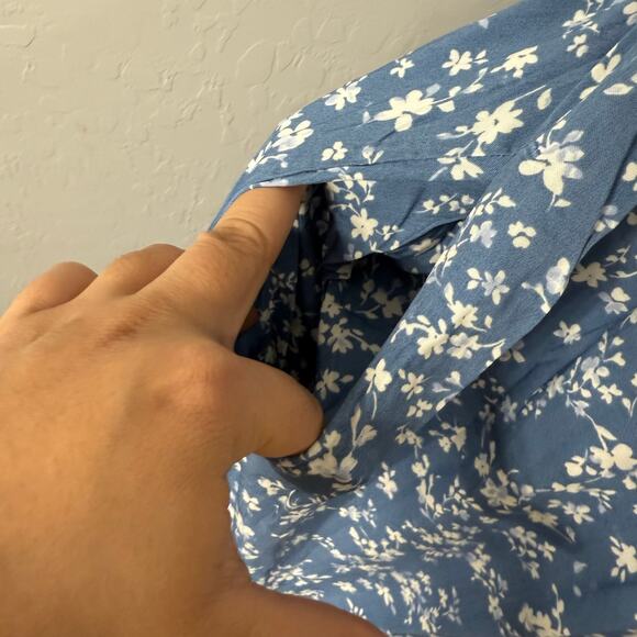 Gap Ruched V-Neck Maxi Dress, Blue, XS Petite 822308 - Picture 3 of 6